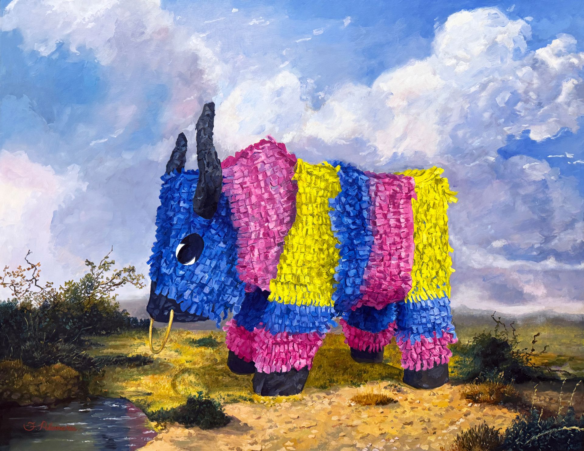 Toro Alone in Landscape